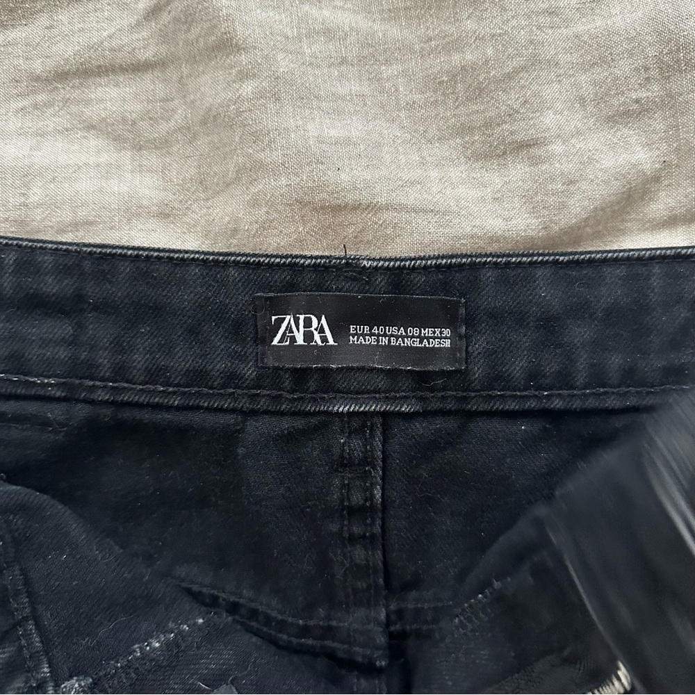 Zara Charcoal/Black Denim Shorts Size 8 - Picture 2 of 3